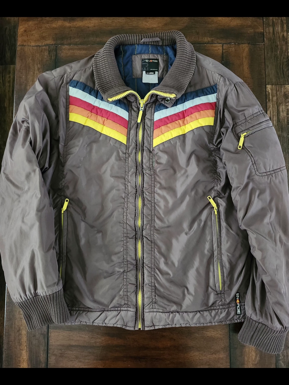 RETRO Energie Bomber Jacket With Rainbow Stripes Y2K Era